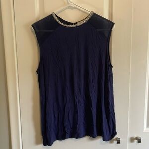Smart set size xl beaded semi sheer navy tshirt